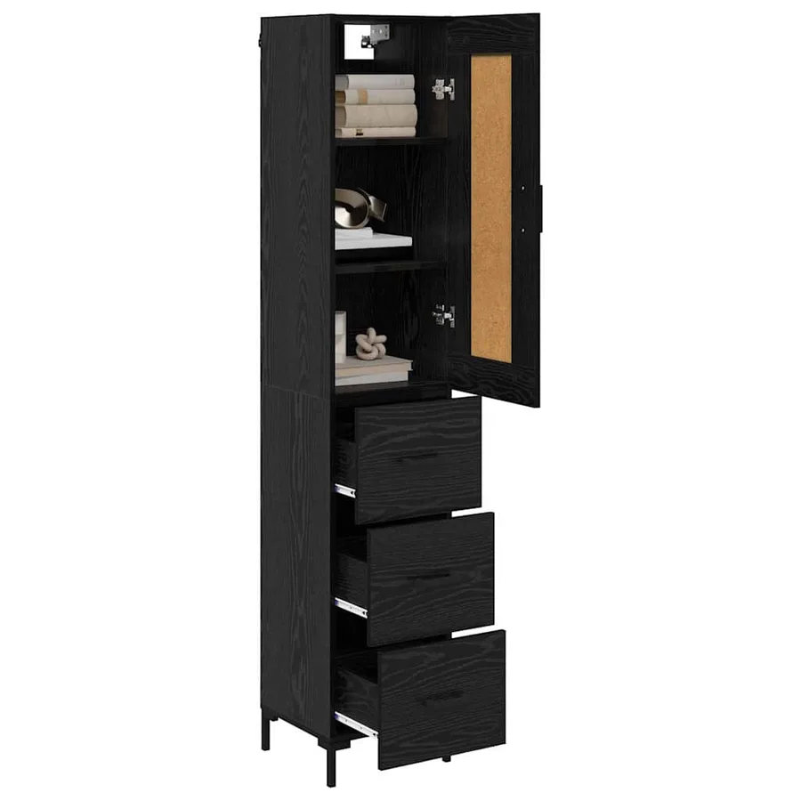 Haut Armoire Chêne noir 34,5 x 34 x 180 cm Bois d'ingénierie - 3