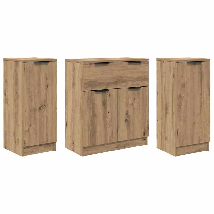 Buffet 3 pcs Chêne artisanal 120 x 30 x 70 cm Bois d'ingénierie - 2