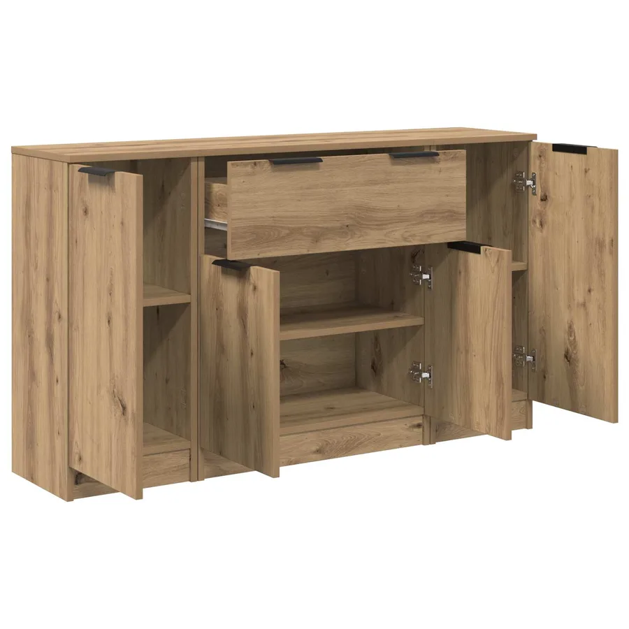 Buffet 3 pcs Chêne artisanal 120 x 30 x 70 cm Bois d'ingénierie - 6