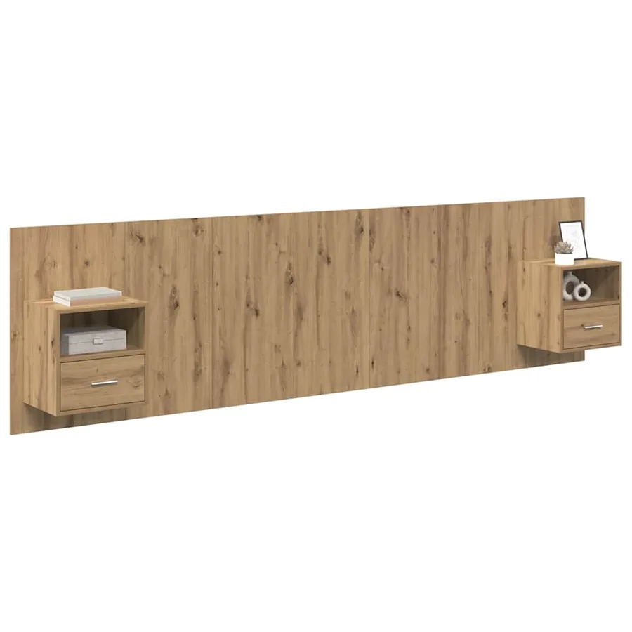Tête de lit avec armoire 3 pcs Chêne artisanal - 3