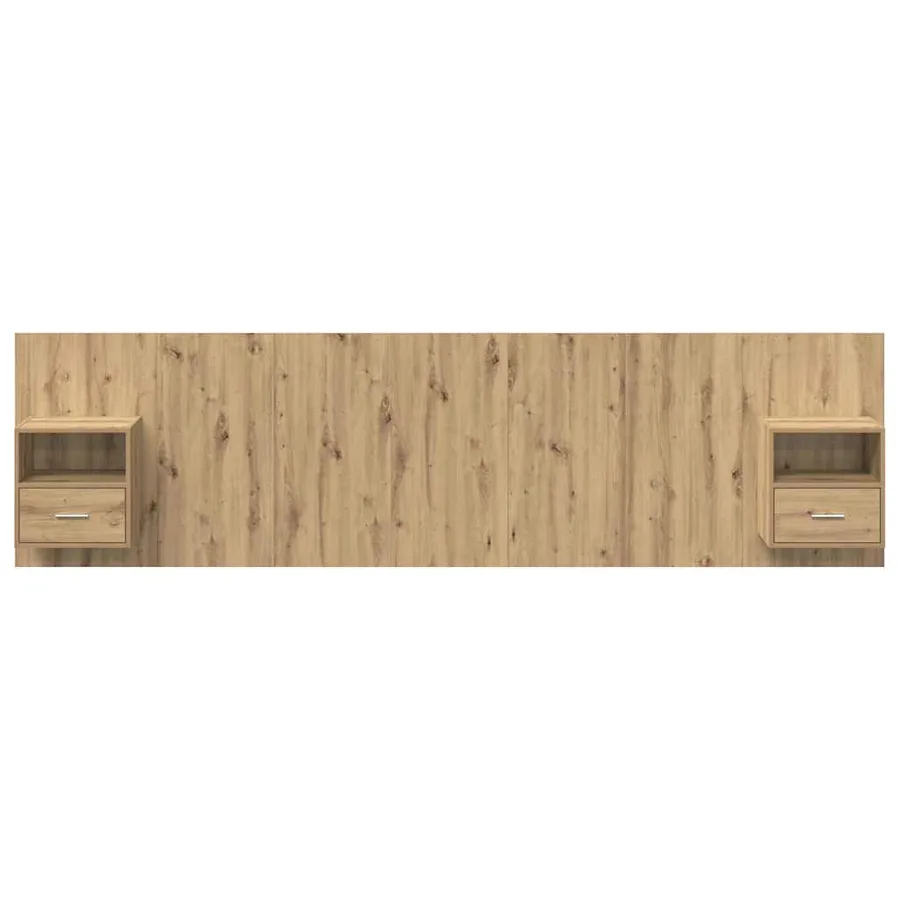 Tête de lit avec armoire 3 pcs Chêne artisanal - 7