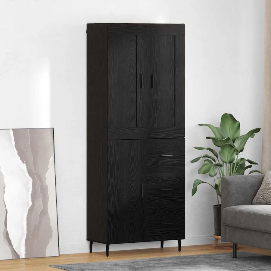 Haut Armoire avec tiroir 2 pcs Chêne noir Bois d'ingénierie