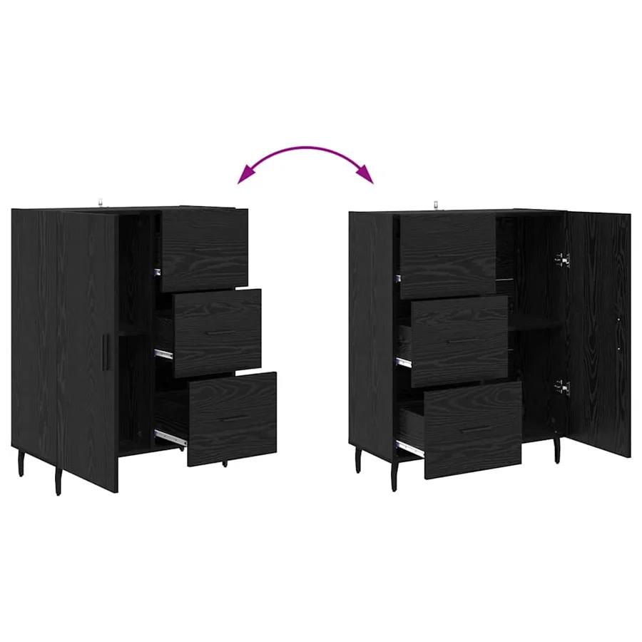 Haut Armoire avec tiroir 2 pcs Chêne noir Bois d'ingénierie - 11