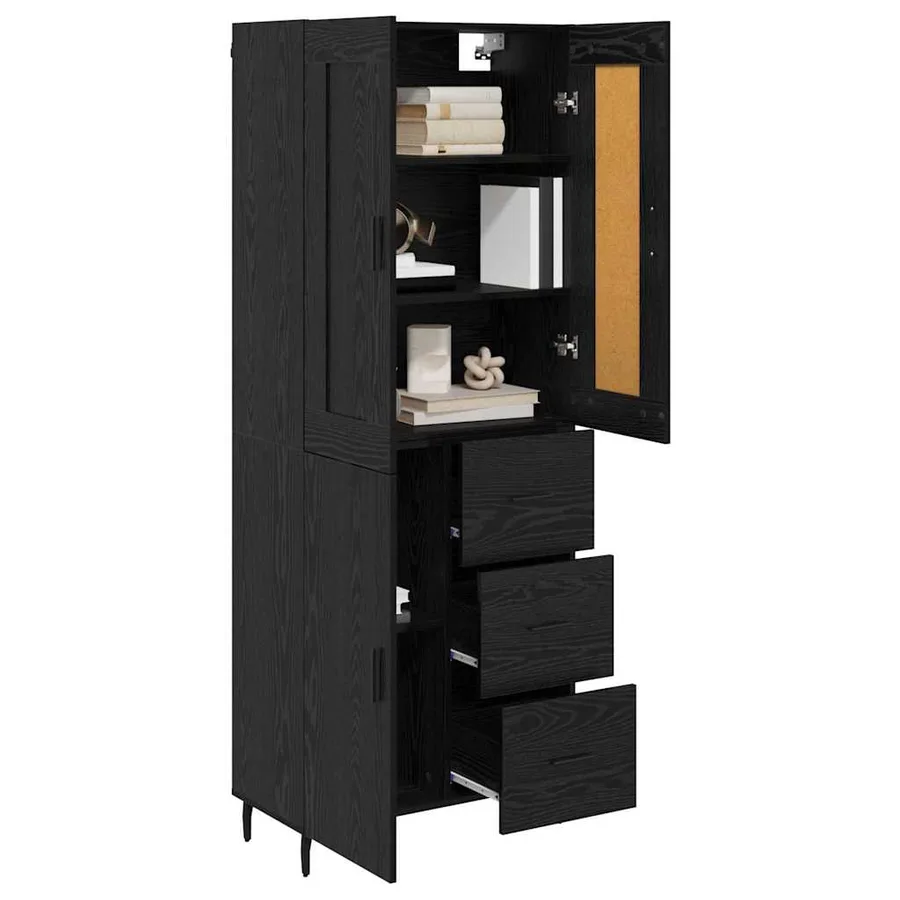 Haut Armoire avec tiroir 2 pcs Chêne noir Bois d'ingénierie - 3