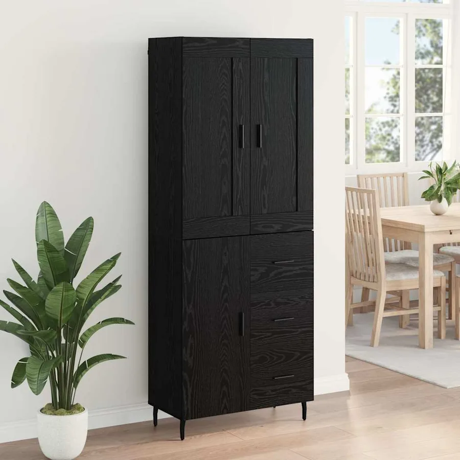 Haut Armoire avec tiroir 2 pcs Chêne noir Bois d'ingénierie - 4