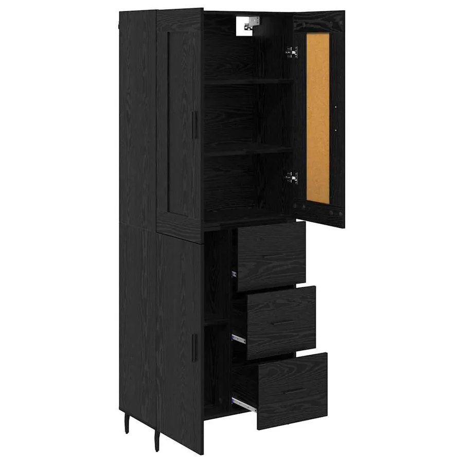 Haut Armoire avec tiroir 2 pcs Chêne noir Bois d'ingénierie - 5