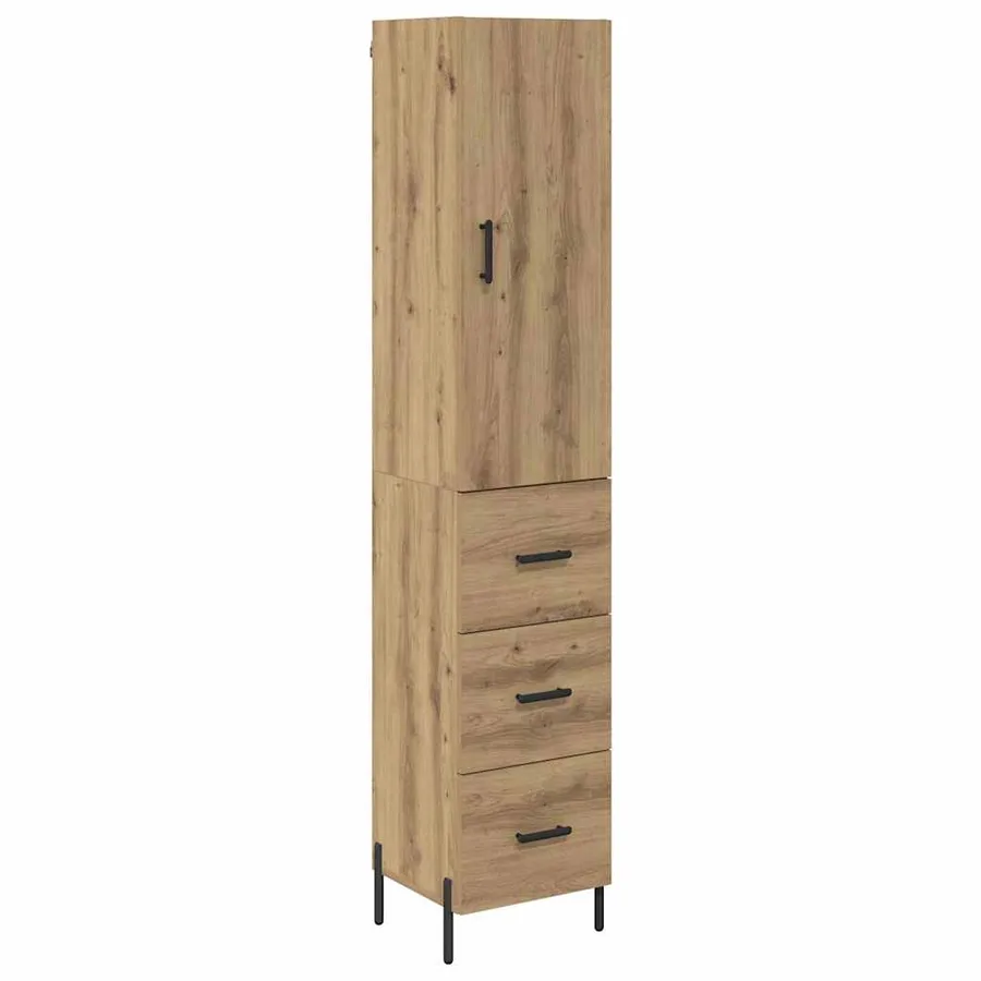 Haut Armoire avec tiroir Chêne artisanal 34,5 x 34 x 180 cm - 2