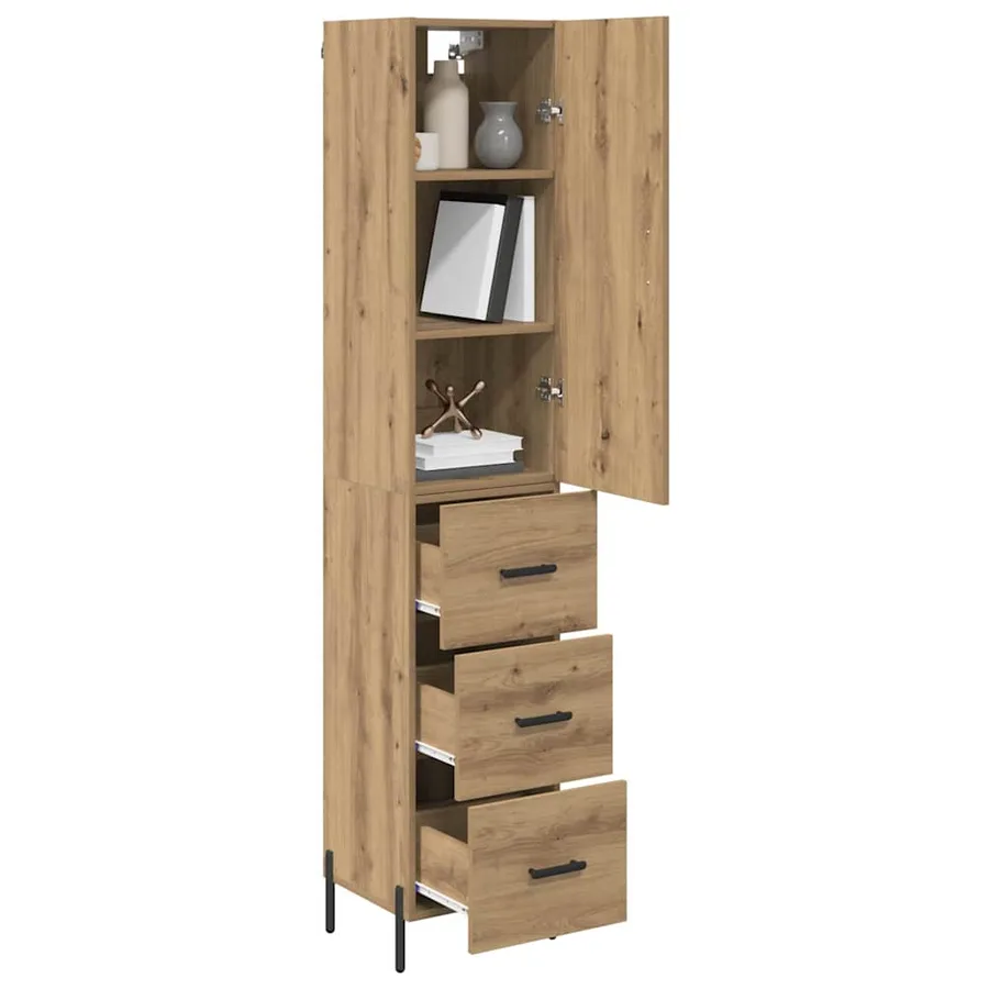 Haut Armoire avec tiroir Chêne artisanal 34,5 x 34 x 180 cm - 3