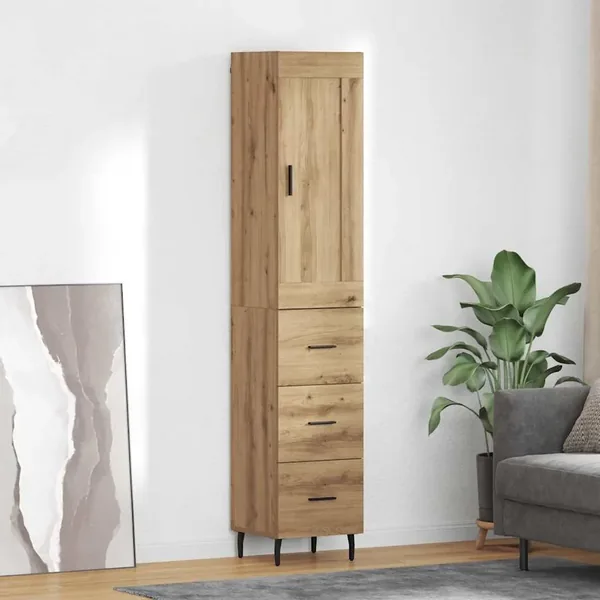 Haut Armoire avec tiroir Chêne artisanal 34,5 x 34 x 180 cm