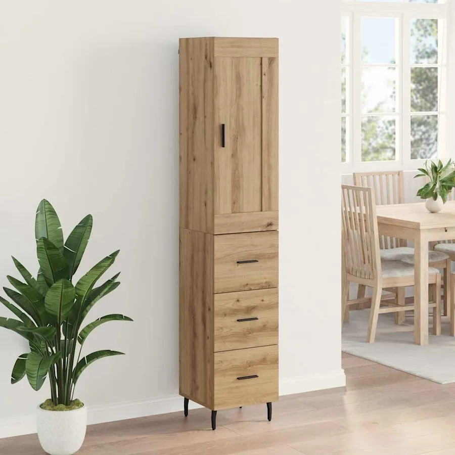 Haut Armoire avec tiroir Chêne artisanal 34,5 x 34 x 180 cm - 4