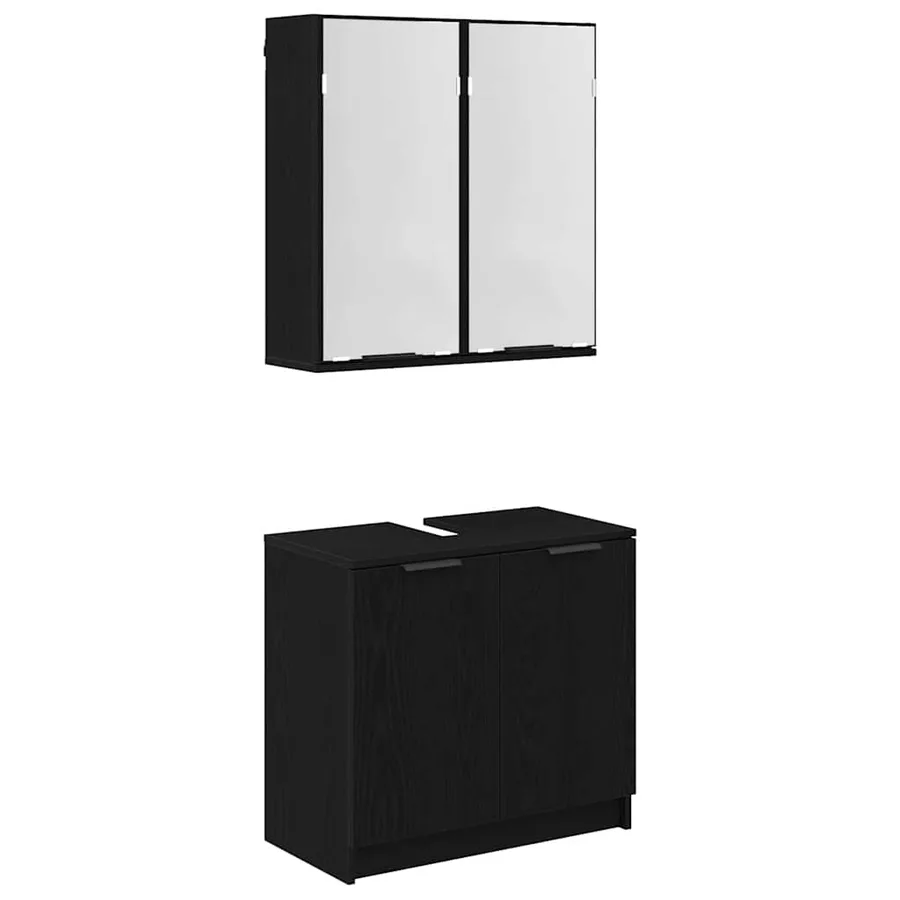 Ensemble de Meubles de Salle de Bain 2 pcs Chêne noir - 2