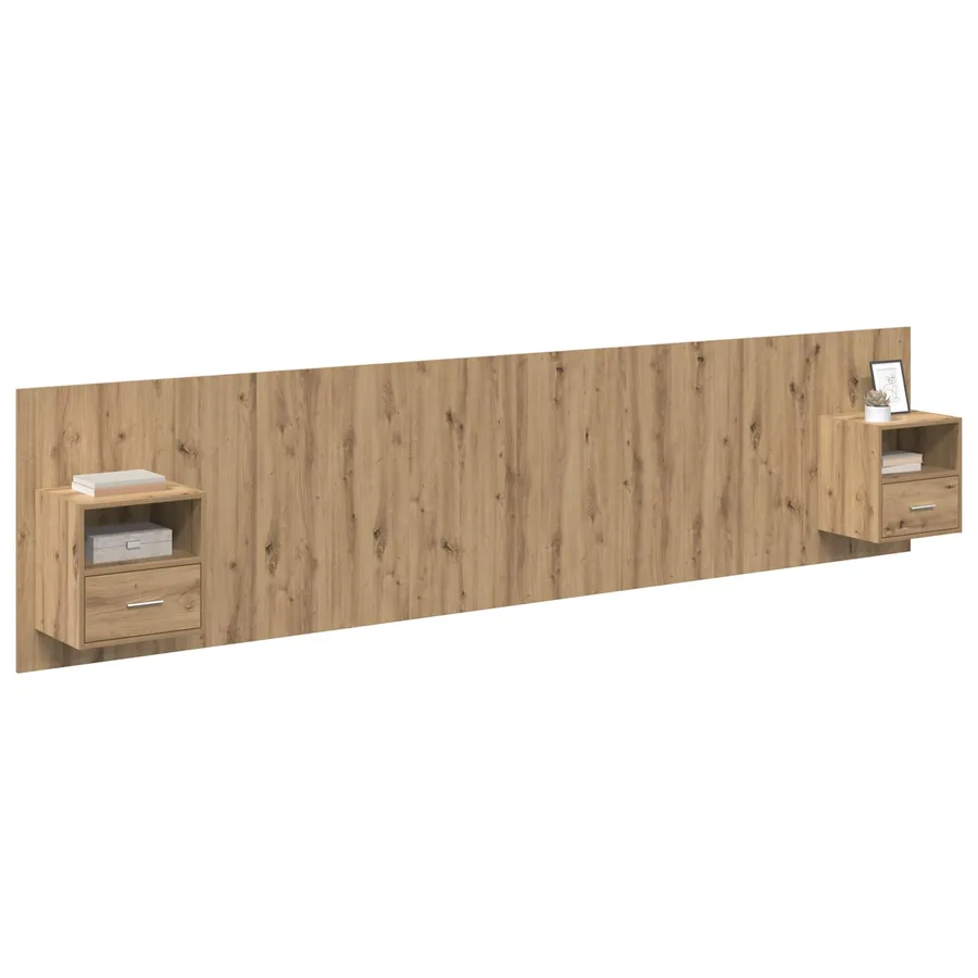 Tête de lit avec armoire 3 pcs Chêne artisanal - 3