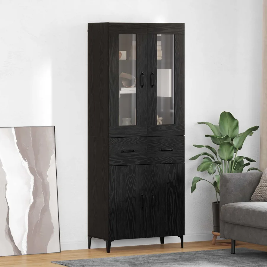 Haut Armoire Chêne noir 69,5 x 34 x 180 cm Bois d'ingénierie