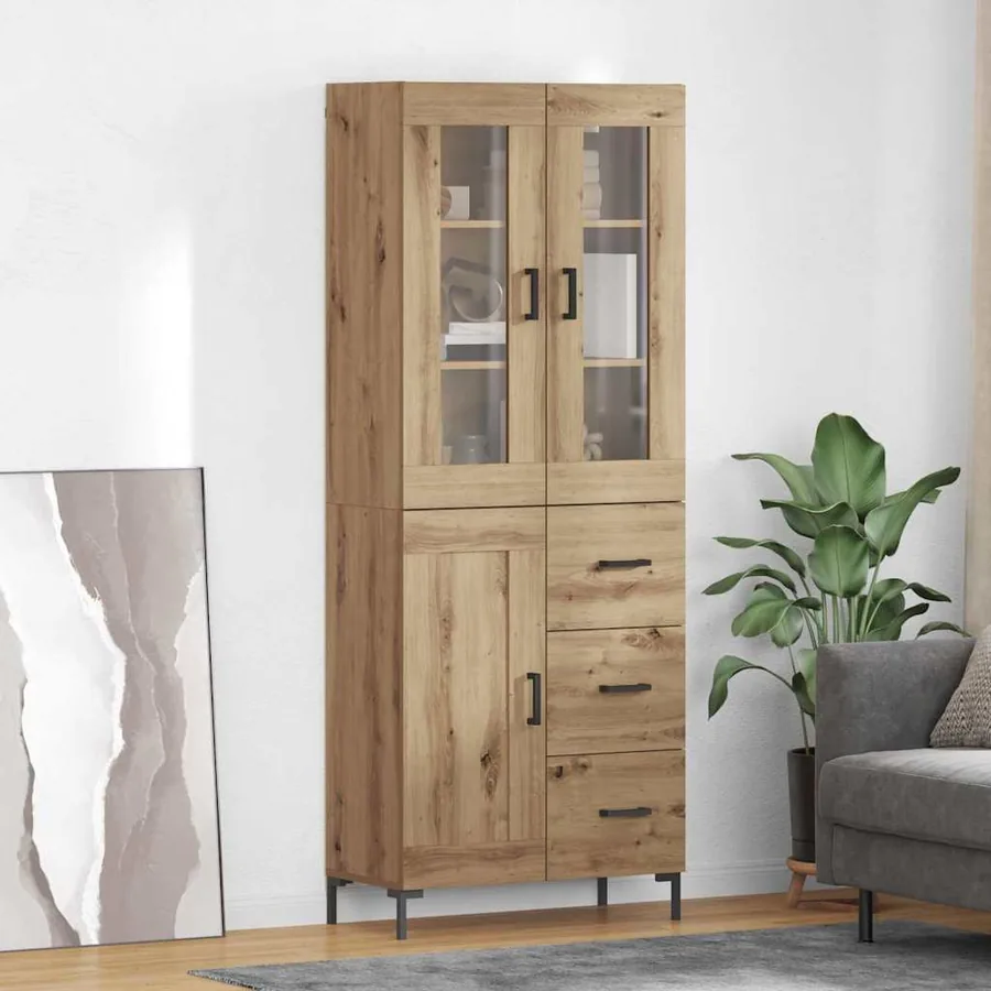 Haut Armoire 2 pcs Chêne artisanal 69,5 x 34 x 180 cm