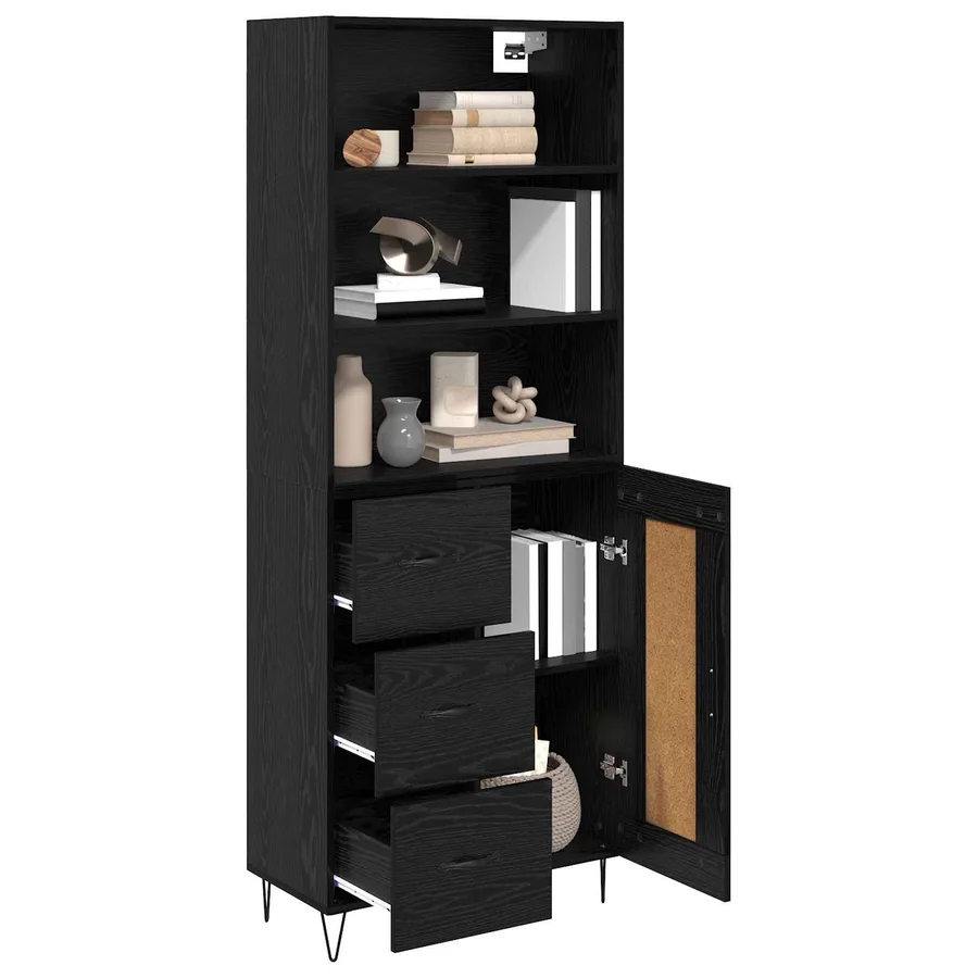 Haut Armoire avec tiroir 2 pcs Chêne noir Bois d'ingénierie - 3