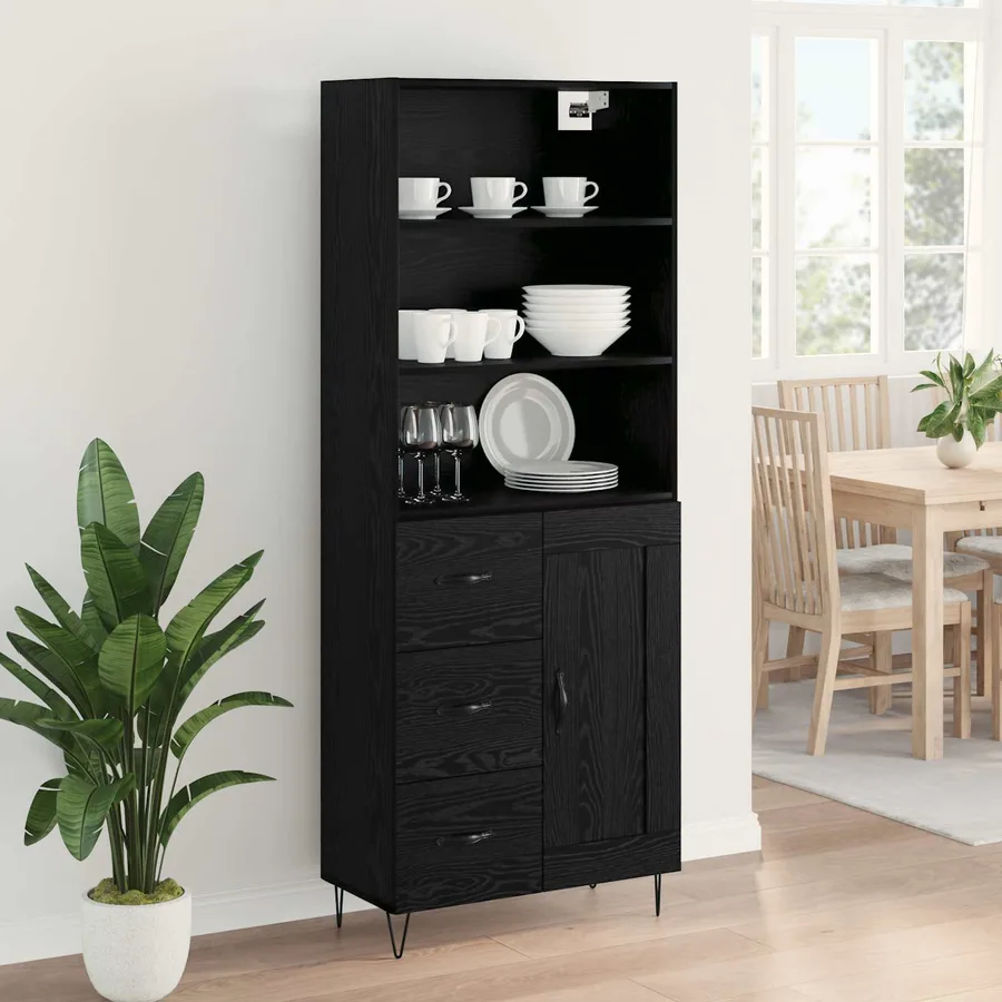 Haut Armoire avec tiroir 2 pcs Chêne noir Bois d'ingénierie - 4