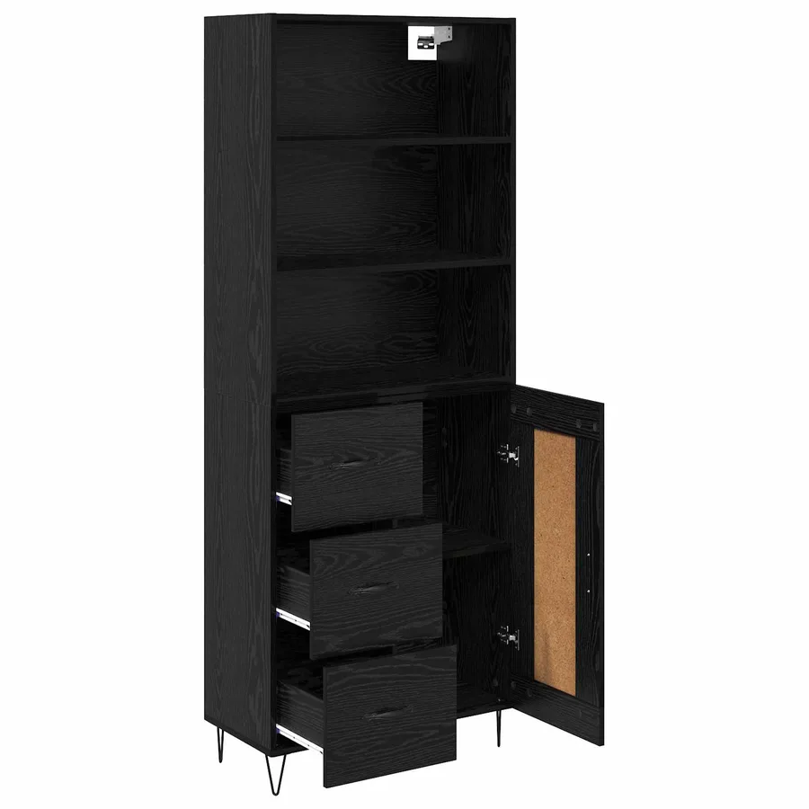 Haut Armoire avec tiroir 2 pcs Chêne noir Bois d'ingénierie - 5