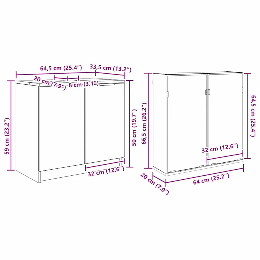 Ensemble de Meubles de Salle de Bain 2 pc Chêne artisanal - 16