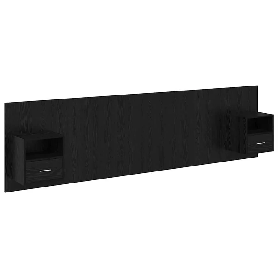 Tête de lit avec armoire 3 pcs Chêne noir Bois d'ingénierie - 2