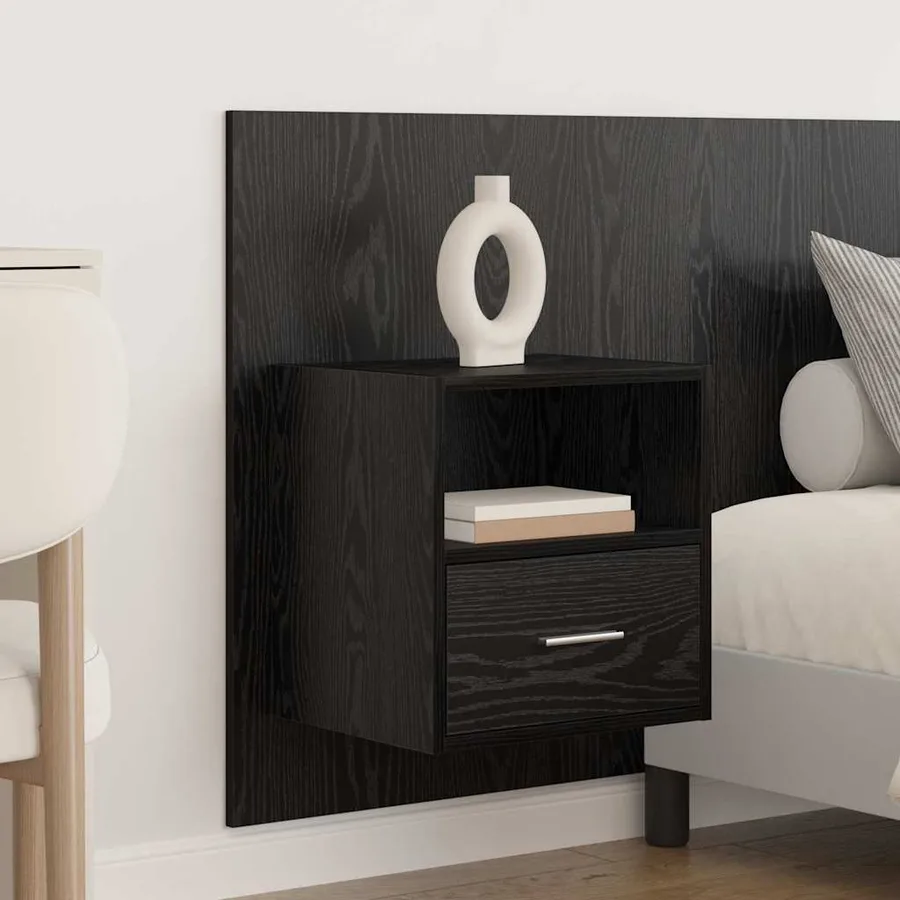 Tête de lit avec armoire 3 pcs Chêne noir Bois d'ingénierie - 4