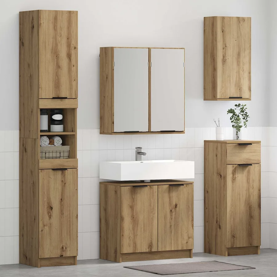 Ensemble de mobilier de salle de bain 4 pc Chêne artisanal