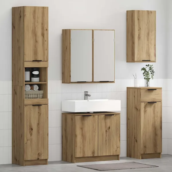 Ensemble de mobilier de salle de bain 4 pc Chêne artisanal