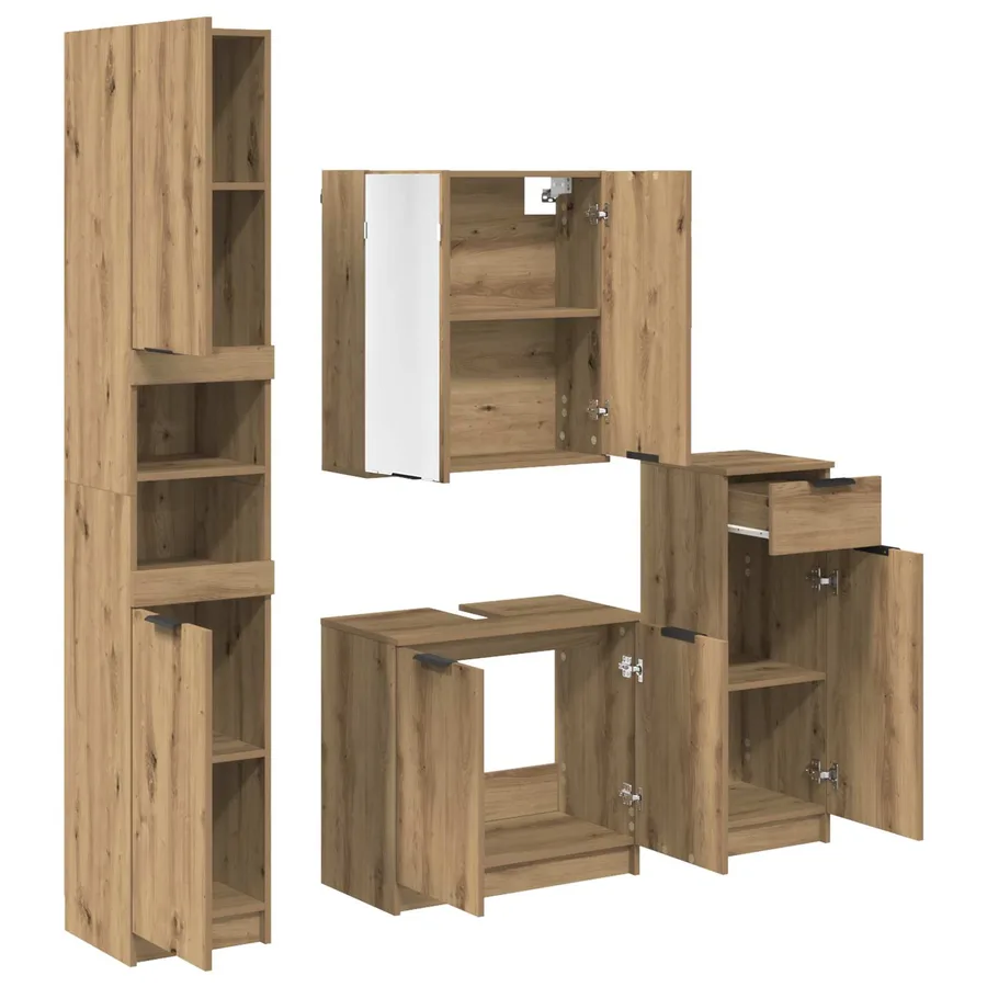 Ensemble de mobilier de salle de bain 4 pc Chêne artisanal - 9