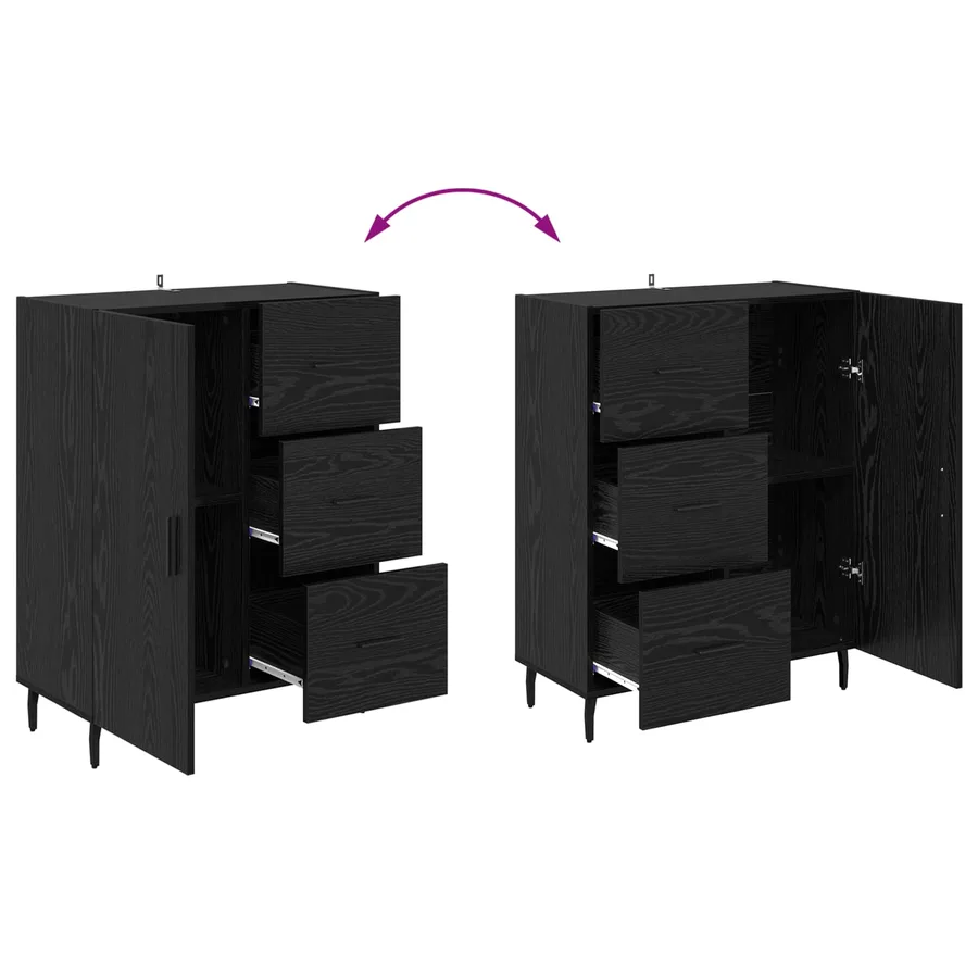 Haut Armoire avec tiroir 2 pcs Chêne noir Bois d'ingénierie - 12