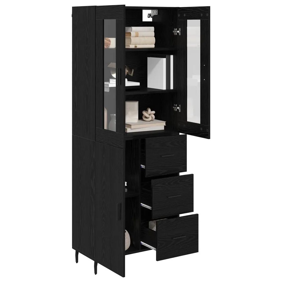 Haut Armoire avec tiroir 2 pcs Chêne noir Bois d'ingénierie - 3