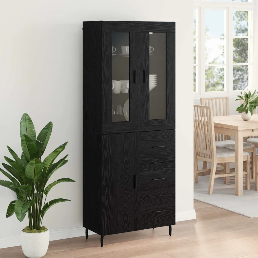 Haut Armoire avec tiroir 2 pcs Chêne noir Bois d'ingénierie - 4