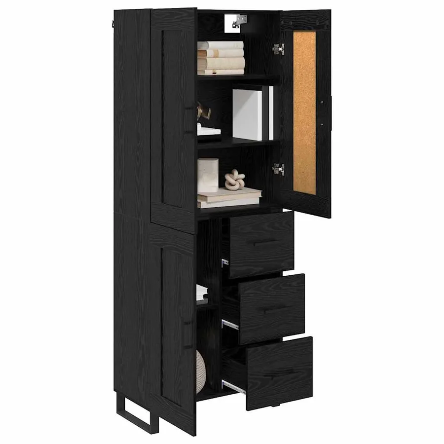Haut Armoire Chêne noir 69,5 x 34 x 180 cm Bois d'ingénierie - 3