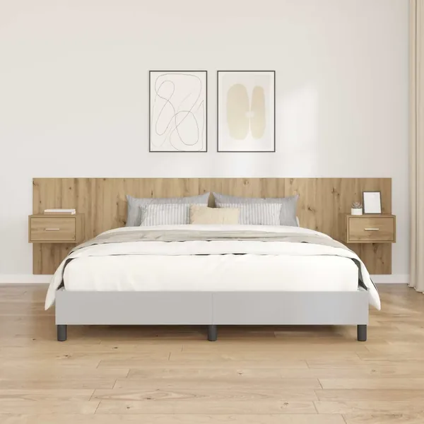 Tête de lit avec armoire 3 pcs Chêne artisanal