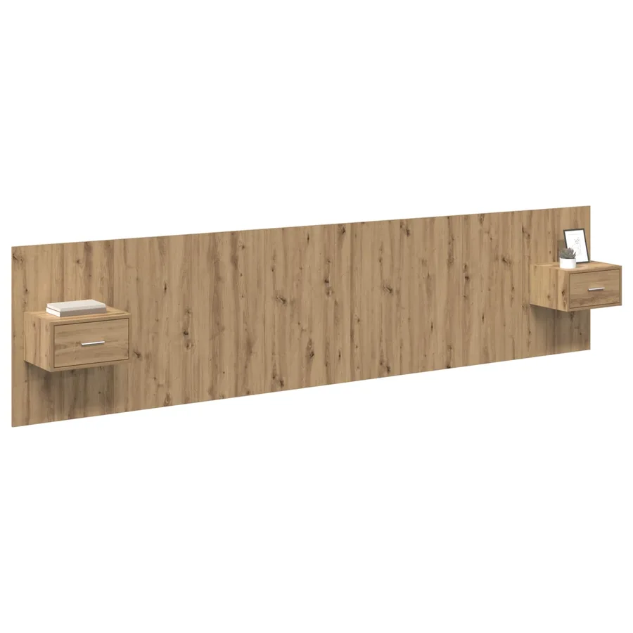 Tête de lit avec armoire 3 pcs Chêne artisanal - 3