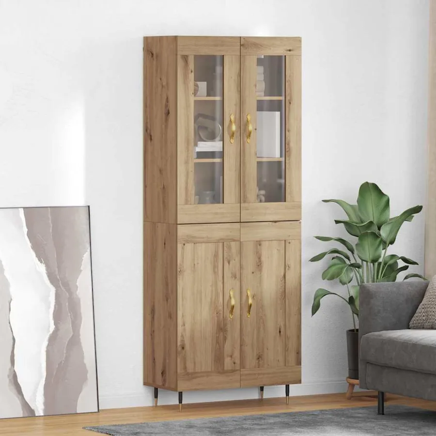 Haut Armoire 2 pcs Chêne artisanal 69,5 x 34 x 180 cm