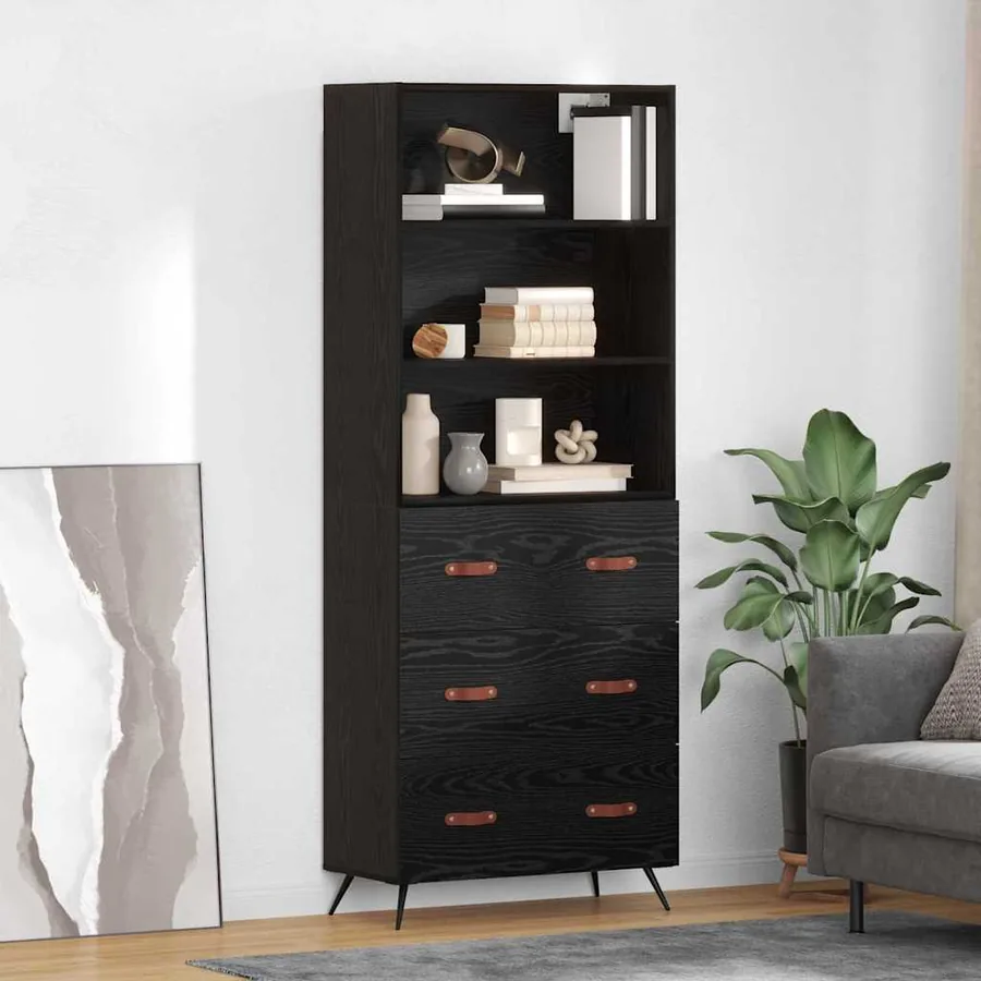 Haut Armoire Chêne noir 69,5 x 34 x 180 cm Bois d'ingénierie