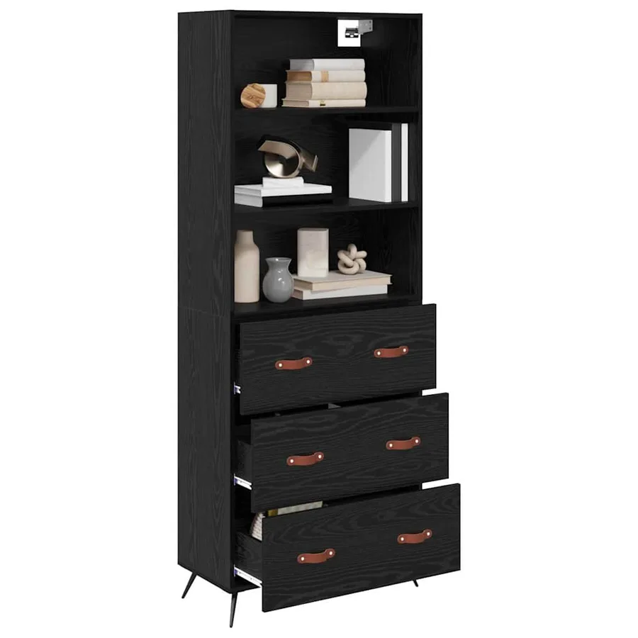 Haut Armoire Chêne noir 69,5 x 34 x 180 cm Bois d'ingénierie - 3