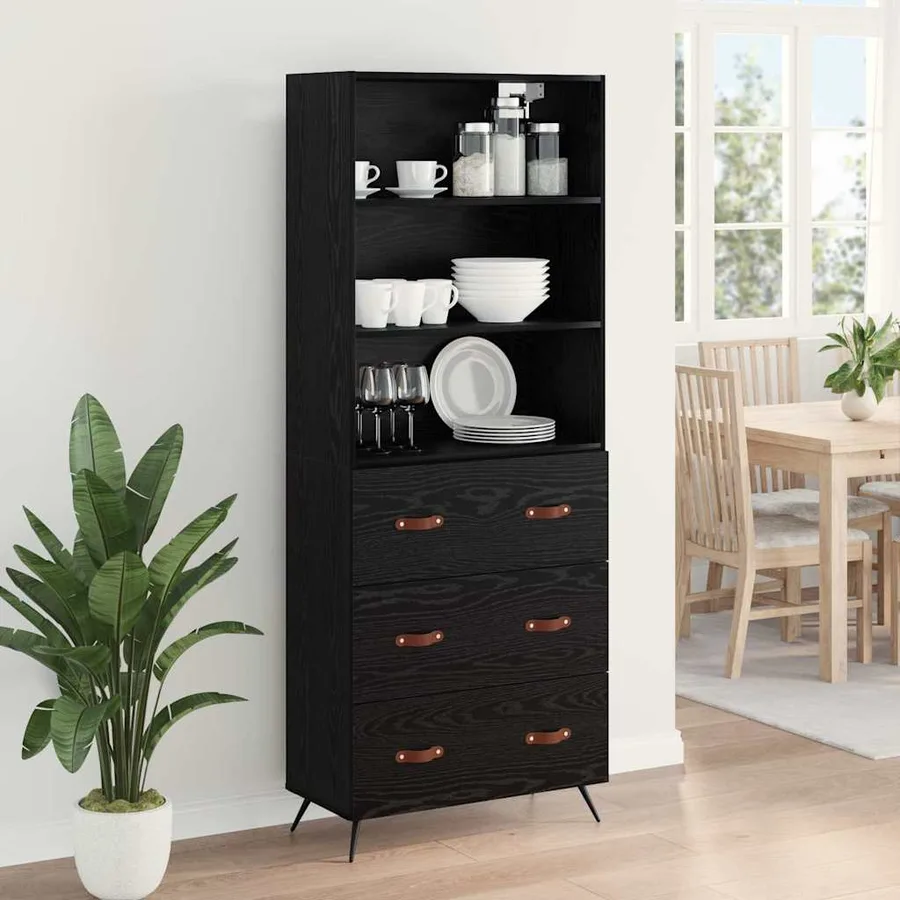 Haut Armoire Chêne noir 69,5 x 34 x 180 cm Bois d'ingénierie - 4
