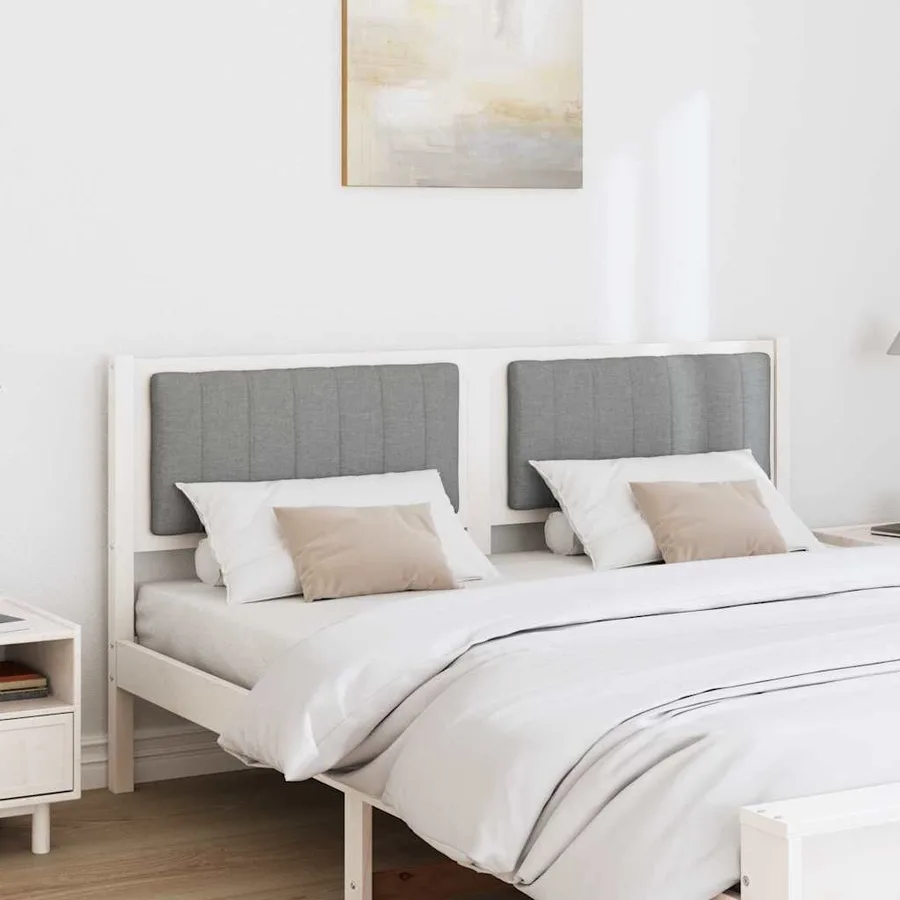 Tête de lit capitonnée avec tête de lit Blanc 160 cm Pin massif - 3