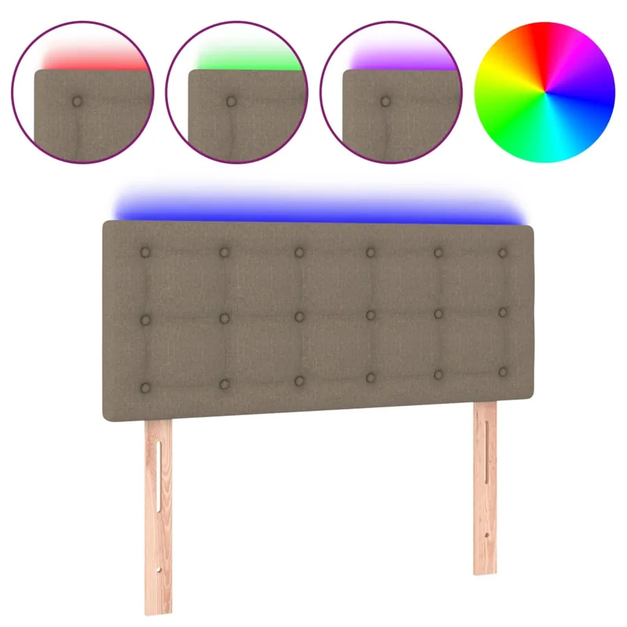 Tête de lit à LED Taupe 90x5x78/88 cm Tissu - 2