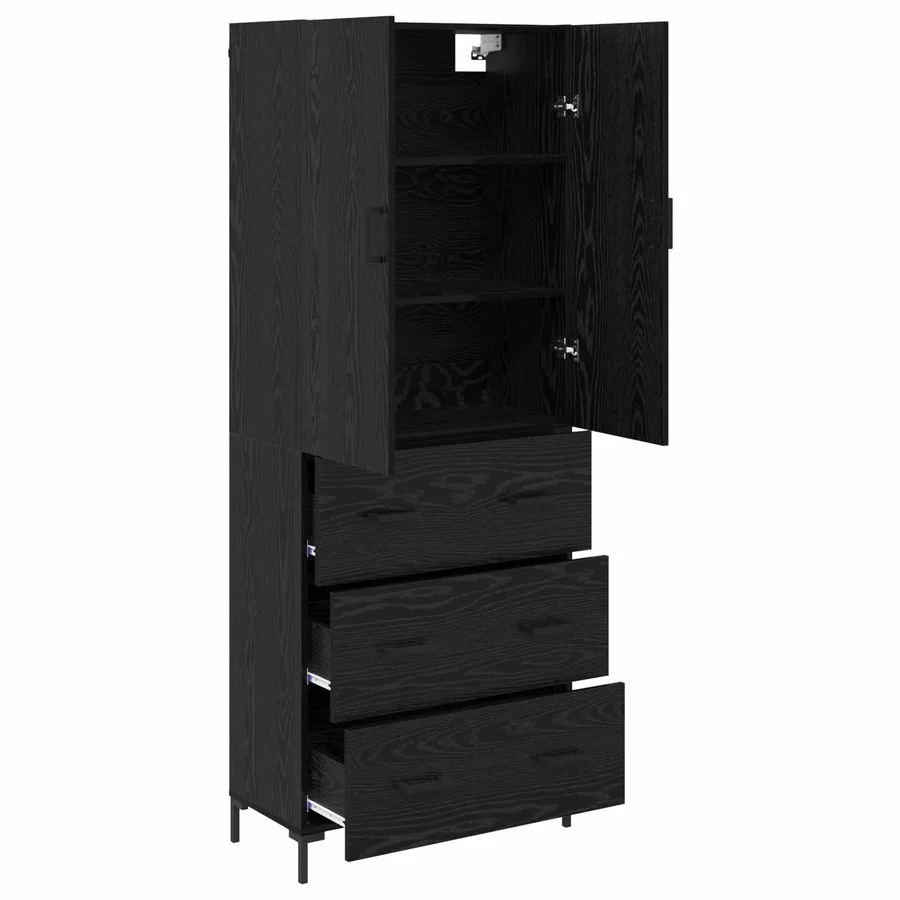 Haut Armoire Chêne noir 69,5 x 34 x 180 cm Bois d'ingénierie - 5
