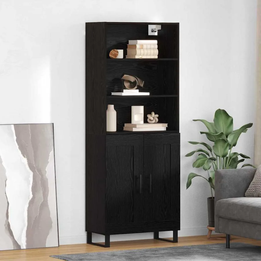 Haut Armoire avec tiroir 2 pcs Chêne noir Bois d'ingénierie