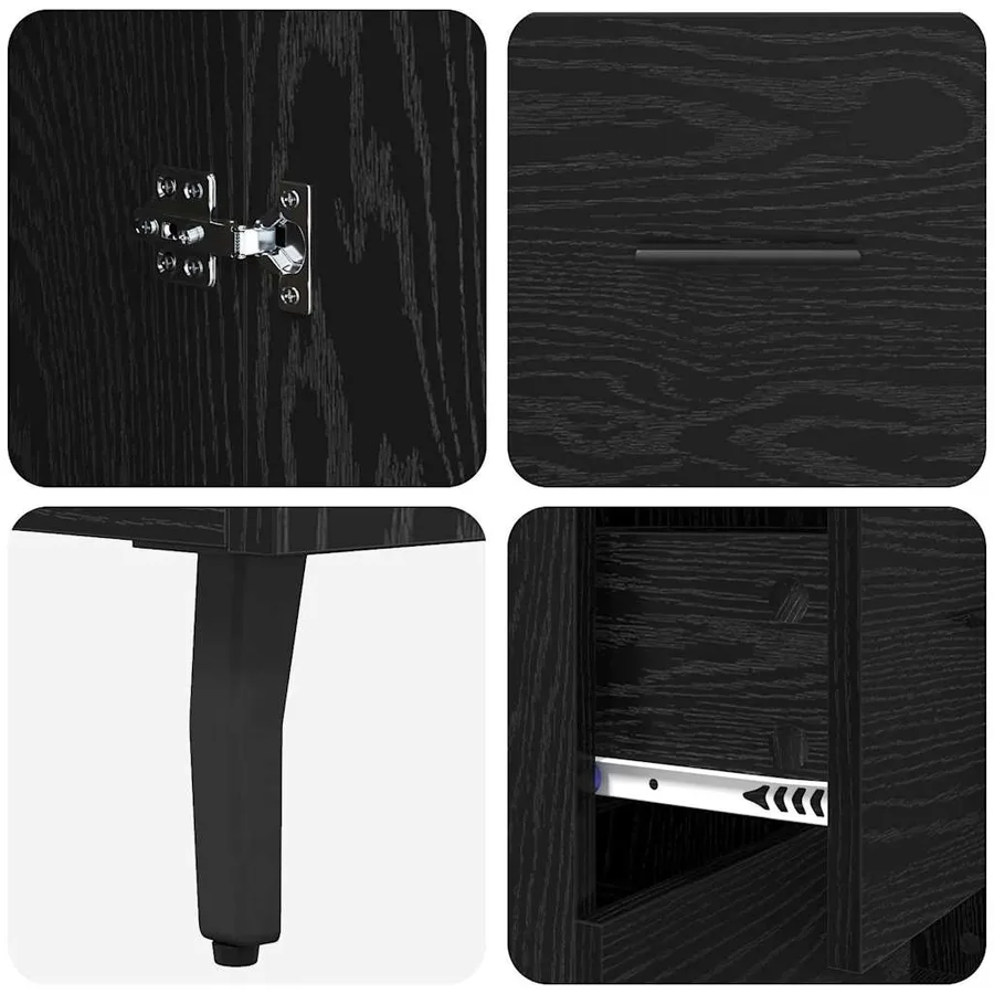 Haut Armoire 2 pcs Chêne noir Bois Aggloméré et Verre - 11