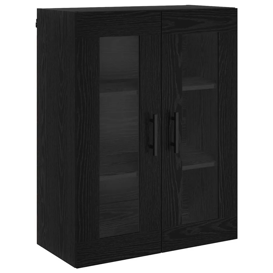 Haut Armoire 2 pcs Chêne noir Bois Aggloméré et Verre - 7