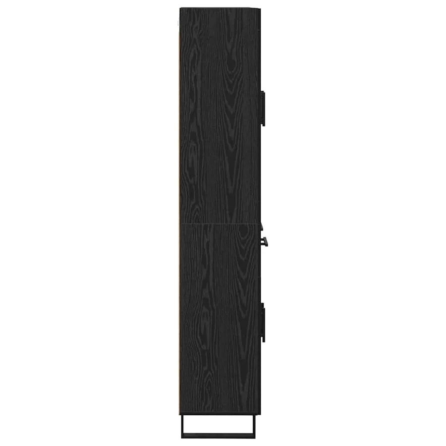 Haut Armoire 2 pcs Chêne noir Bois Aggloméré et Verre - 9