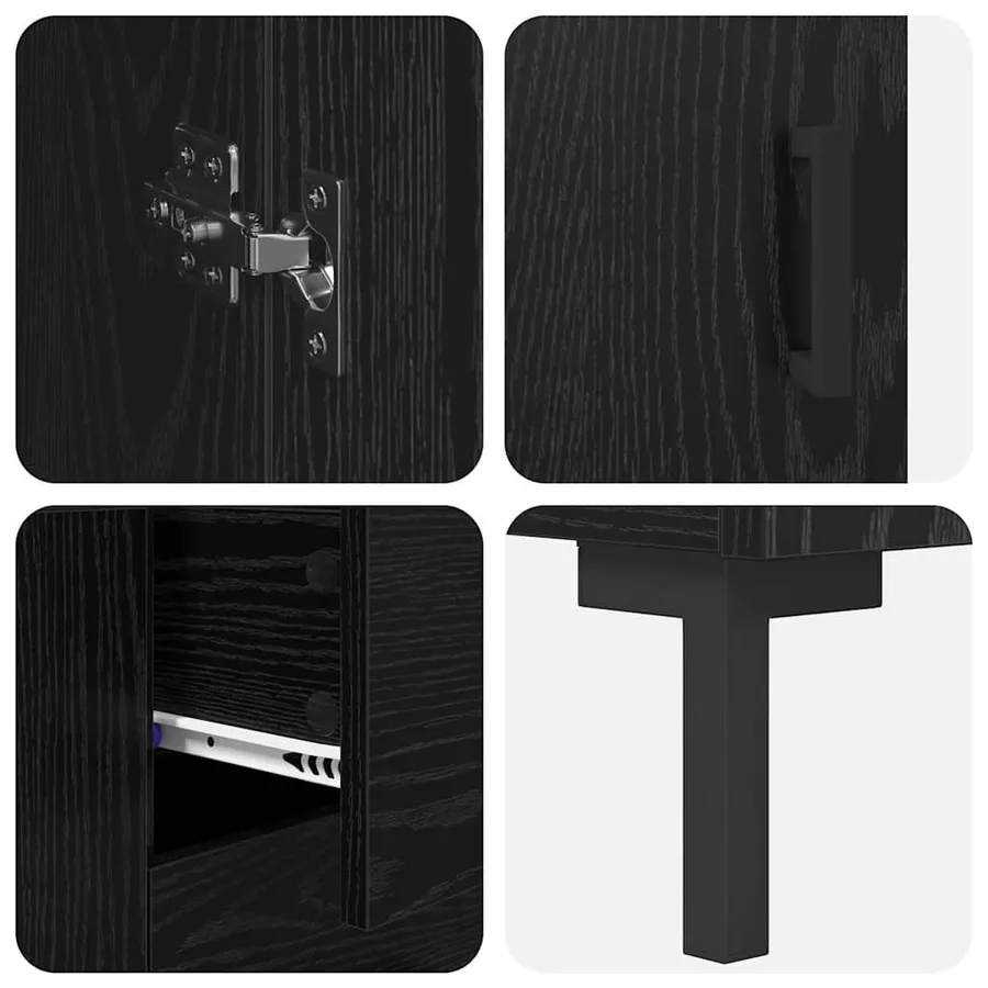 Haut Armoire avec tiroir 2 pcs Chêne noir Bois d'ingénierie - 11