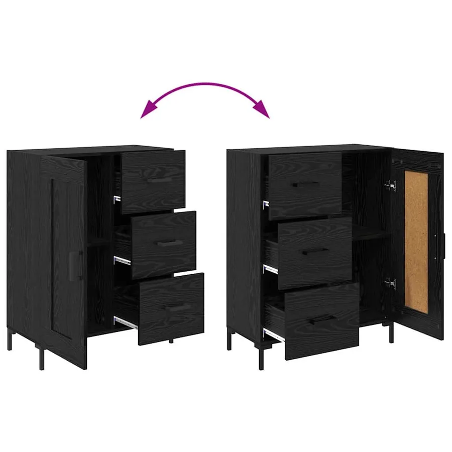 Haut Armoire avec tiroir 2 pcs Chêne noir Bois d'ingénierie - 13