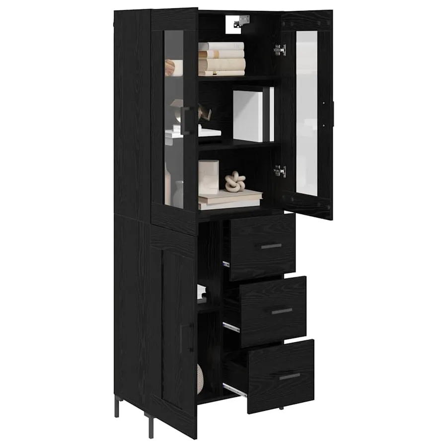 Haut Armoire avec tiroir 2 pcs Chêne noir Bois d'ingénierie - 3