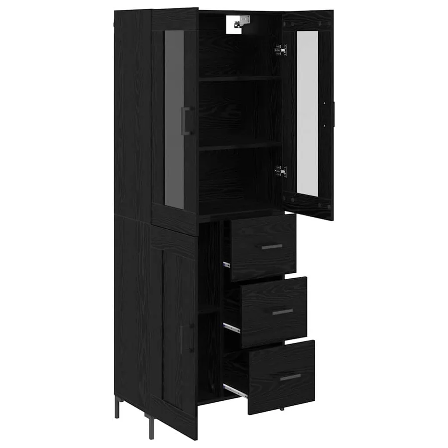 Haut Armoire avec tiroir 2 pcs Chêne noir Bois d'ingénierie - 5