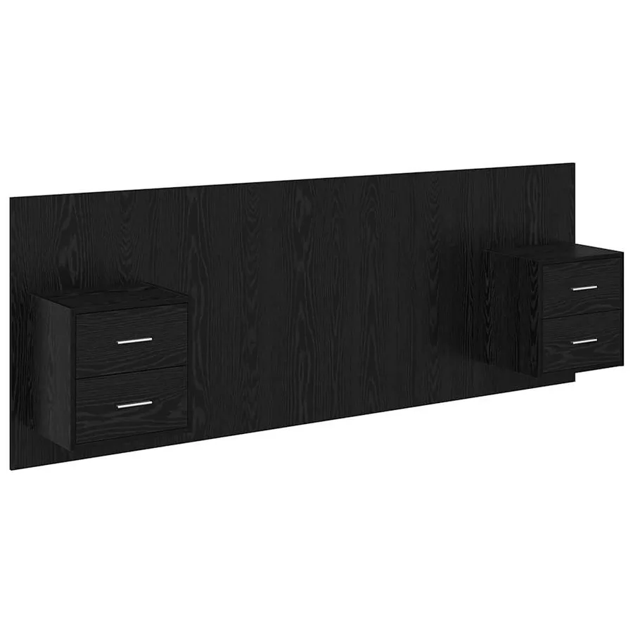 Tête de lit avec armoire 3 pcs Chêne noir Bois d'ingénierie - 2