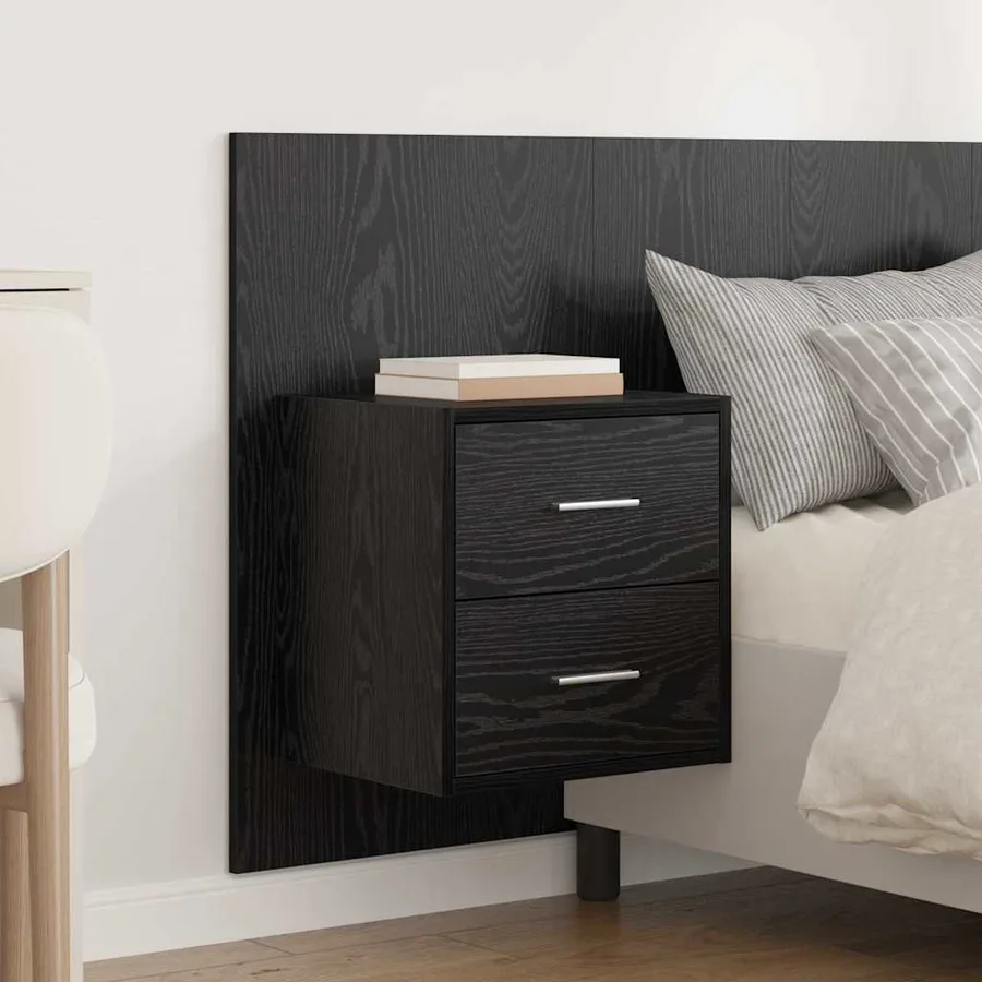Tête de lit avec armoire 3 pcs Chêne noir Bois d'ingénierie - 4